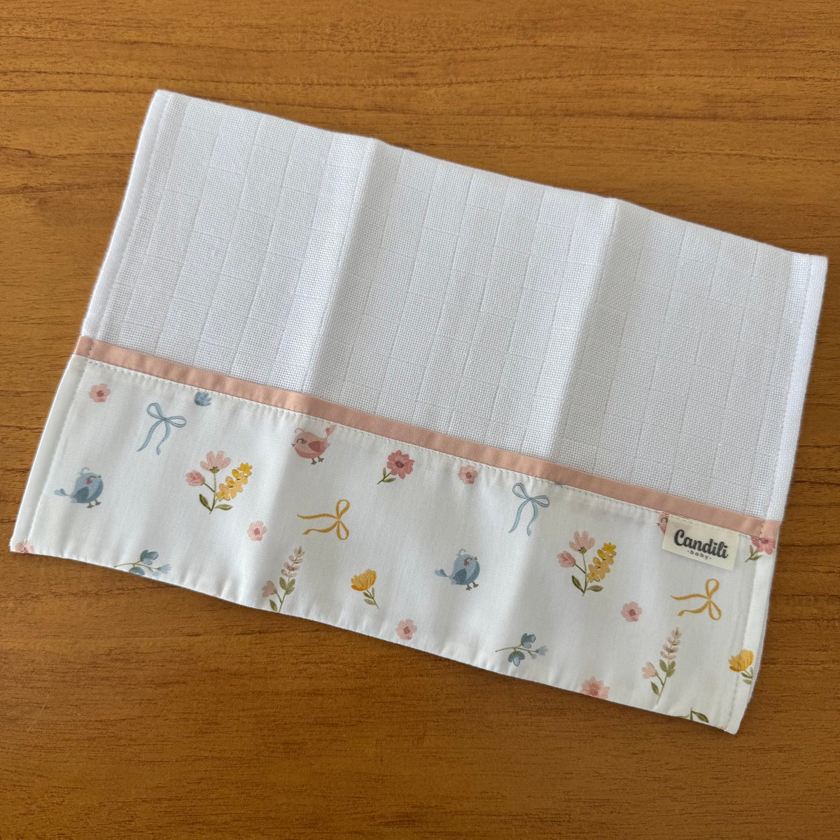 Fralda de Boca Barradinho Premium 100% Algodão - Passarinhos e Flores