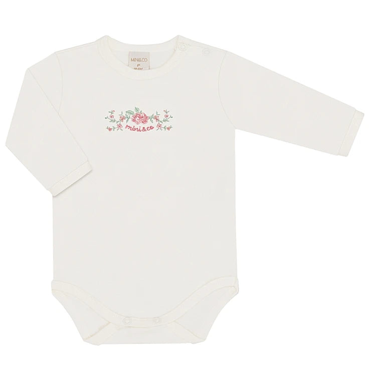 Conjunto Body e Calça Algodão Egípcio Flores Bordadas Mini&co