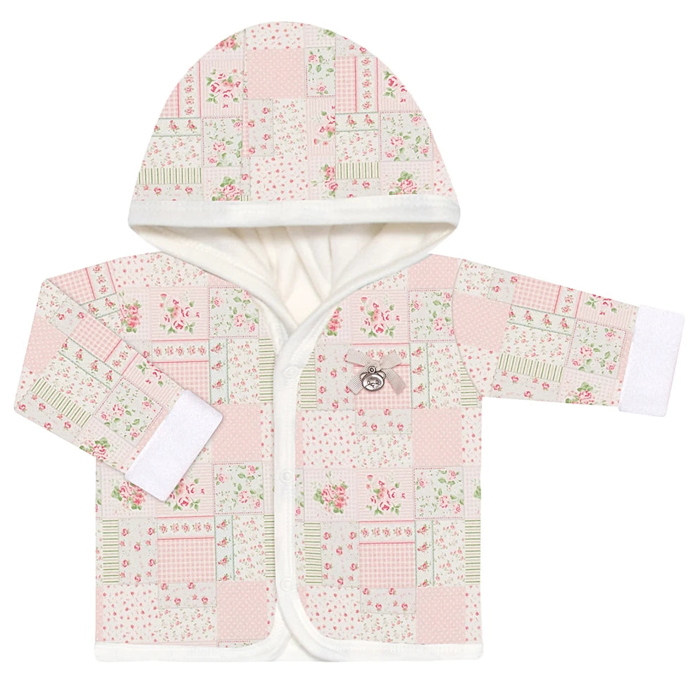 Conjunto Forrado Floral: Casaco c/ capuz e Calça em algodão egípcio- Mini&Co