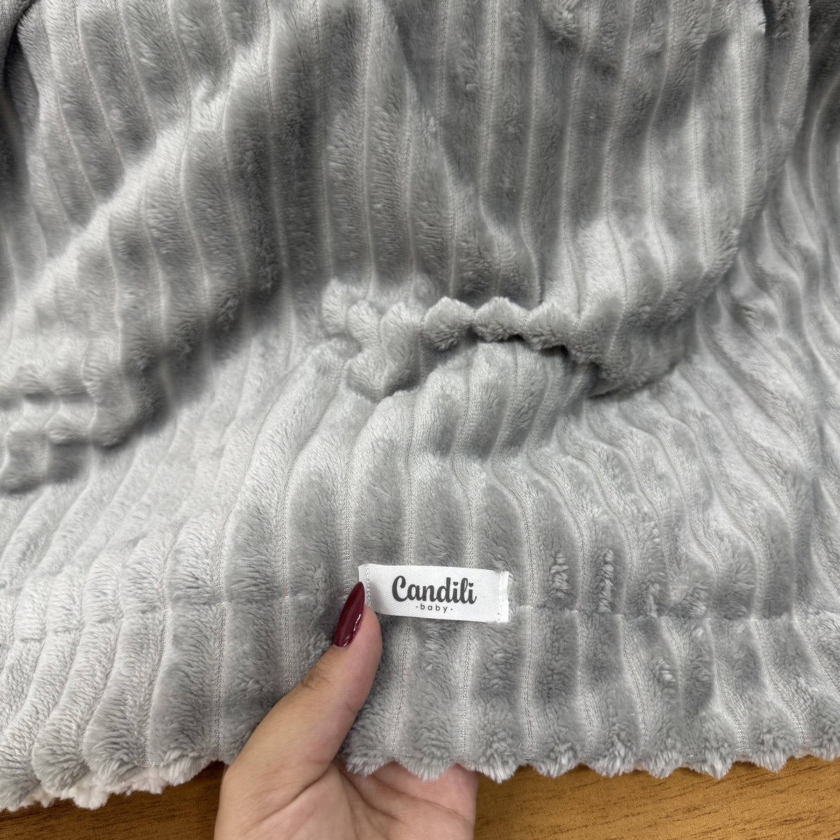 Cobertor de Bebê Dupla Face Fleece Canelado e Sherpa - Cinza