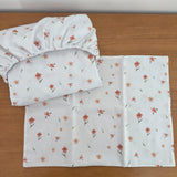 Jogo de Lençol 2 Peças 100% Algodão - Flores e Folhas