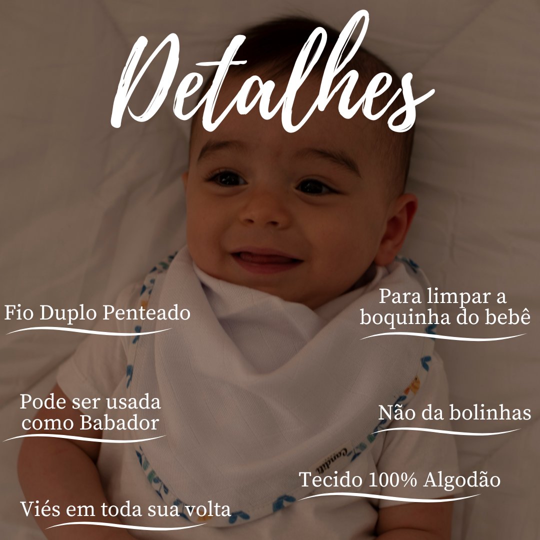 Fralda de Boca Slim em Algodão Premium - Abelhas no Jardim