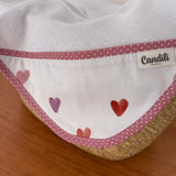 Fralda de Boca Cantinho Premium 100% Algodão - Corações