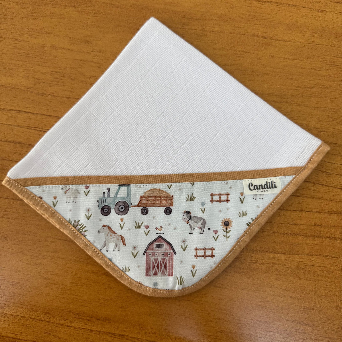 Fralda de Boca Cantinho Premium 100% Algodão - Fazendinha