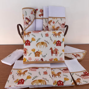 Kit Enxoval Ternura 10 peças – Cavalinhos e Flores