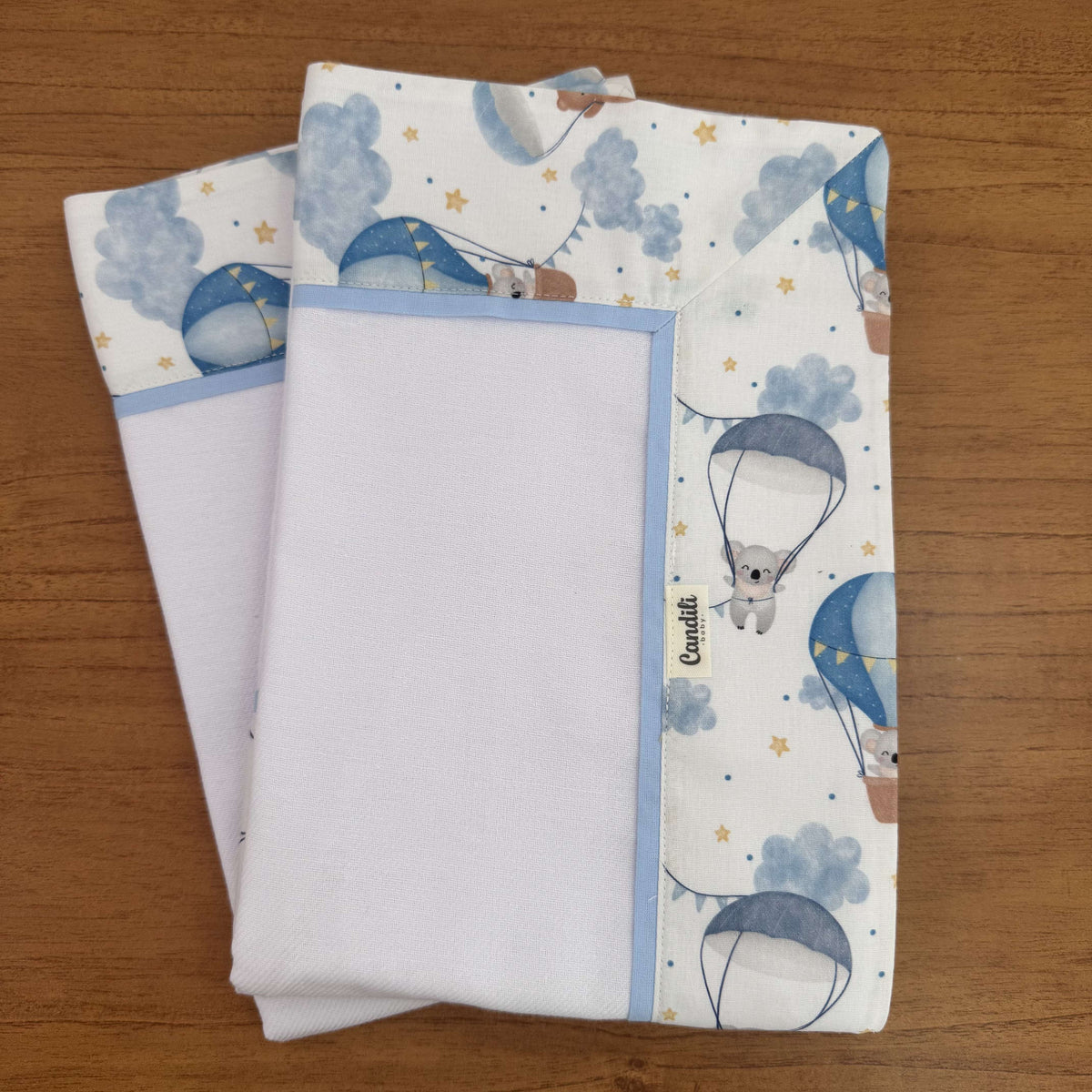 Kit Enxoval Maternidade 20 peças – Balões e Paraquedas Azul