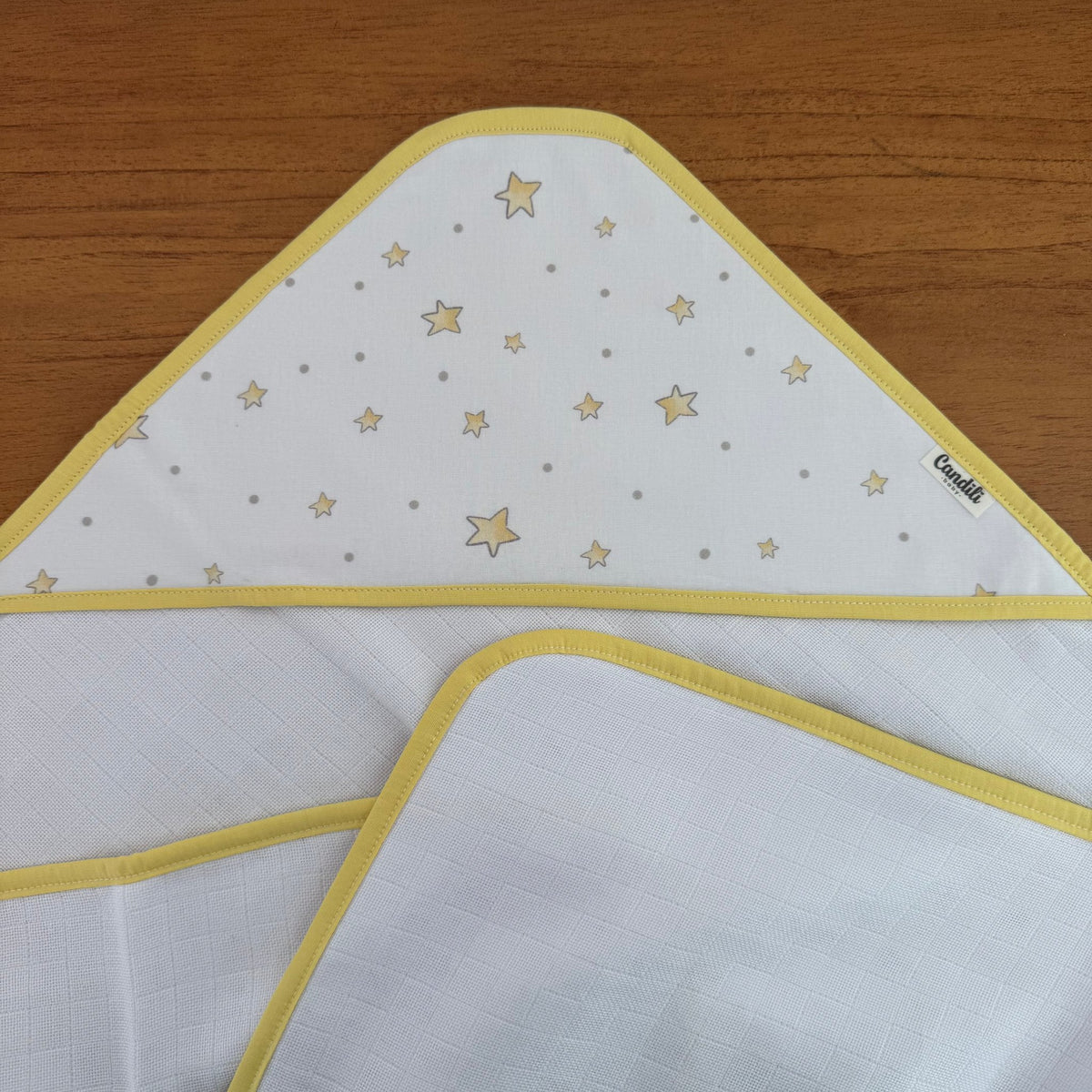 Toalha de Banho Bebê Fralda com Capuz Premium 100% Algodão - Estrelinhas
