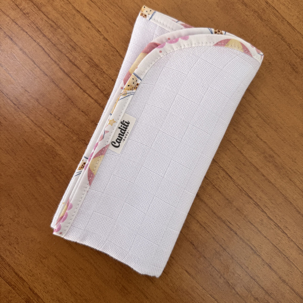 Fralda de Boca Slim Premium 100% Algodão - Balões e Paraquedas Rosa