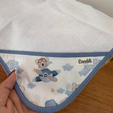 Fralda de Boca Cantinho Premium 100% Algodão - Ursinho Aviador