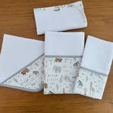 Kit Encanto 4 Peças: Fraldas de Boca e Fralda de Ombro - Safari Baby