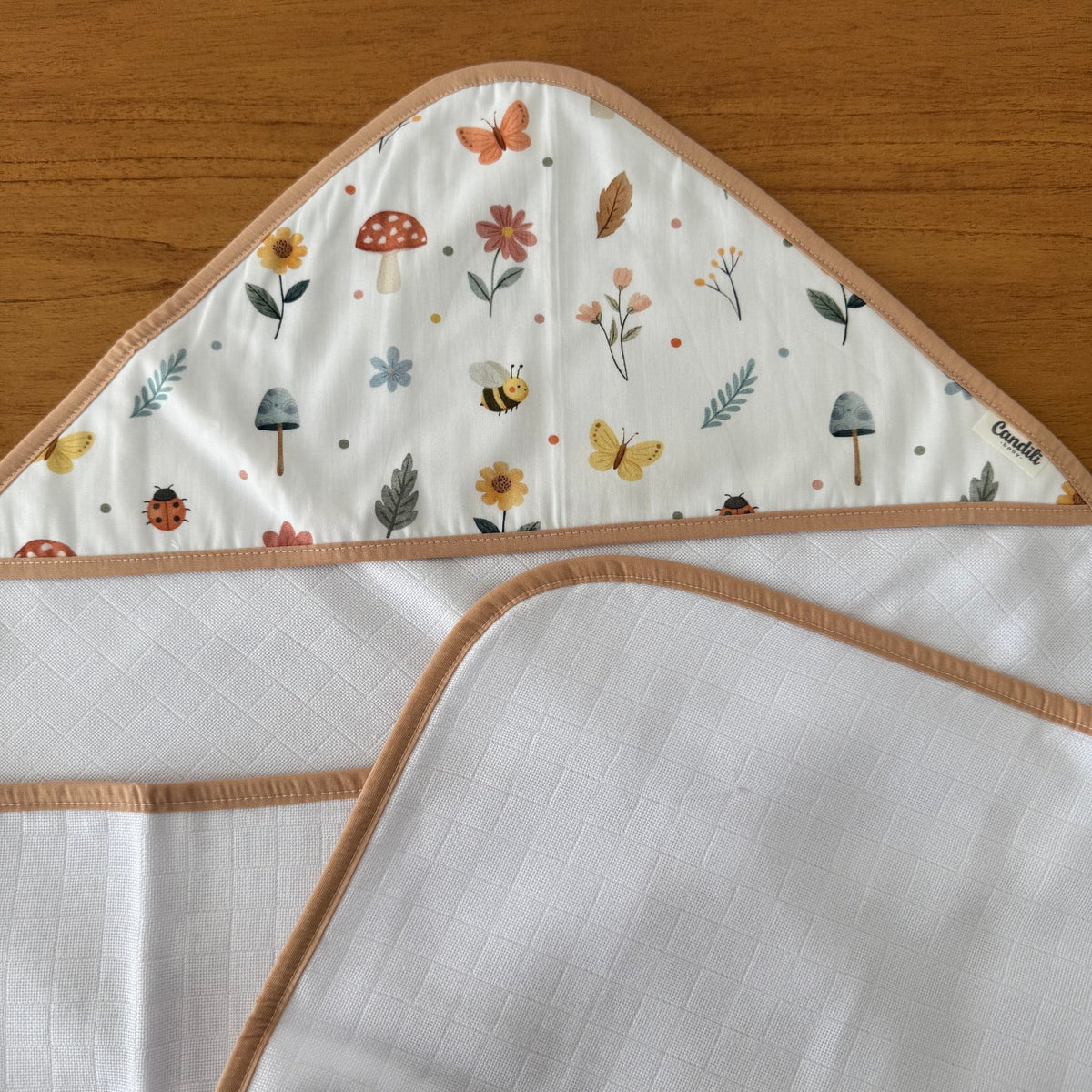 Toalha de Banho Bebê Fralda com Capuz Premium 100% Algodão - Jardim Encantado