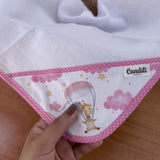 Fralda de Boca Cantinho Premium 100% Algodão - Balões e Paraquedas Rosa