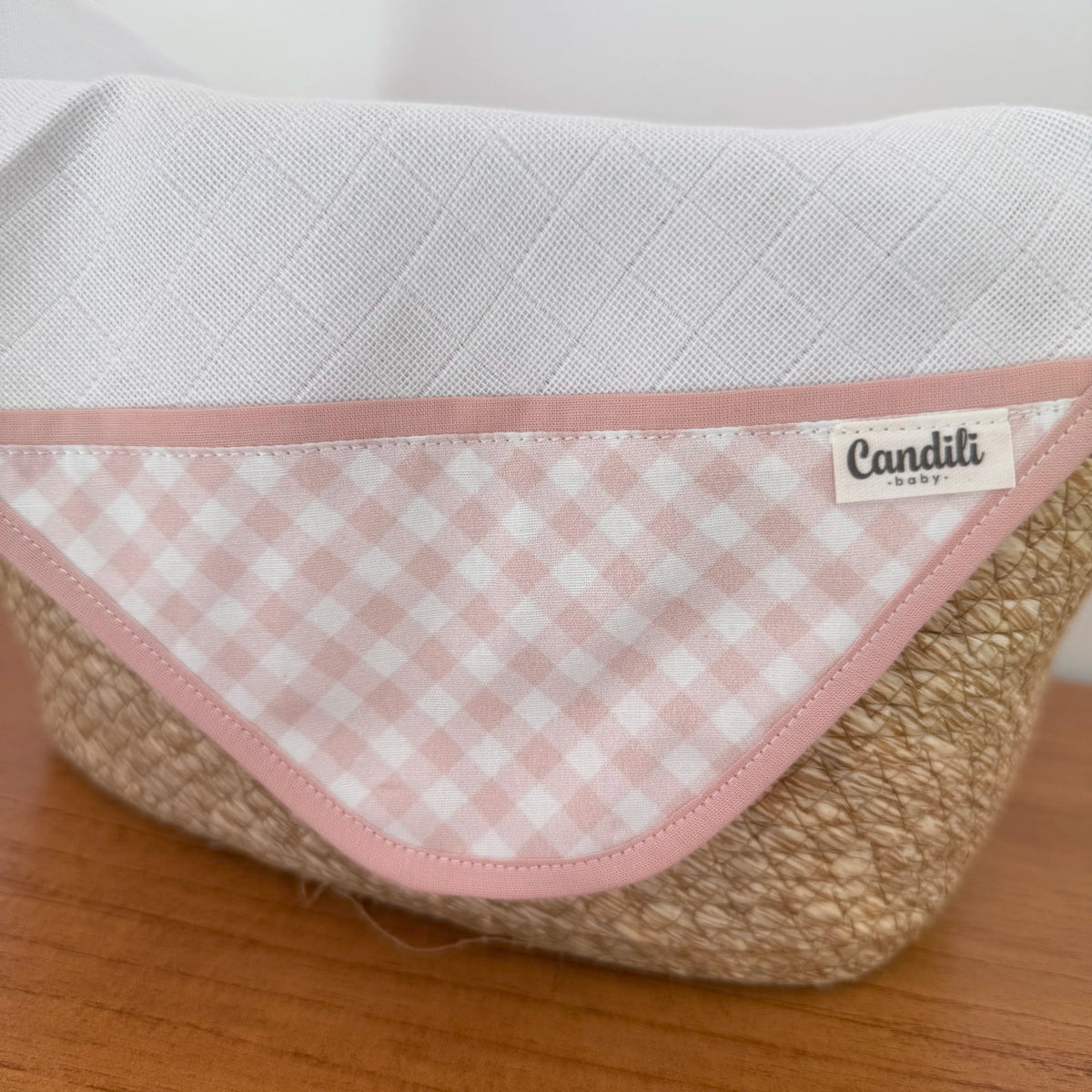 Fralda de Boca Cantinho Premium 100% Algodão - Xadrez Rosa