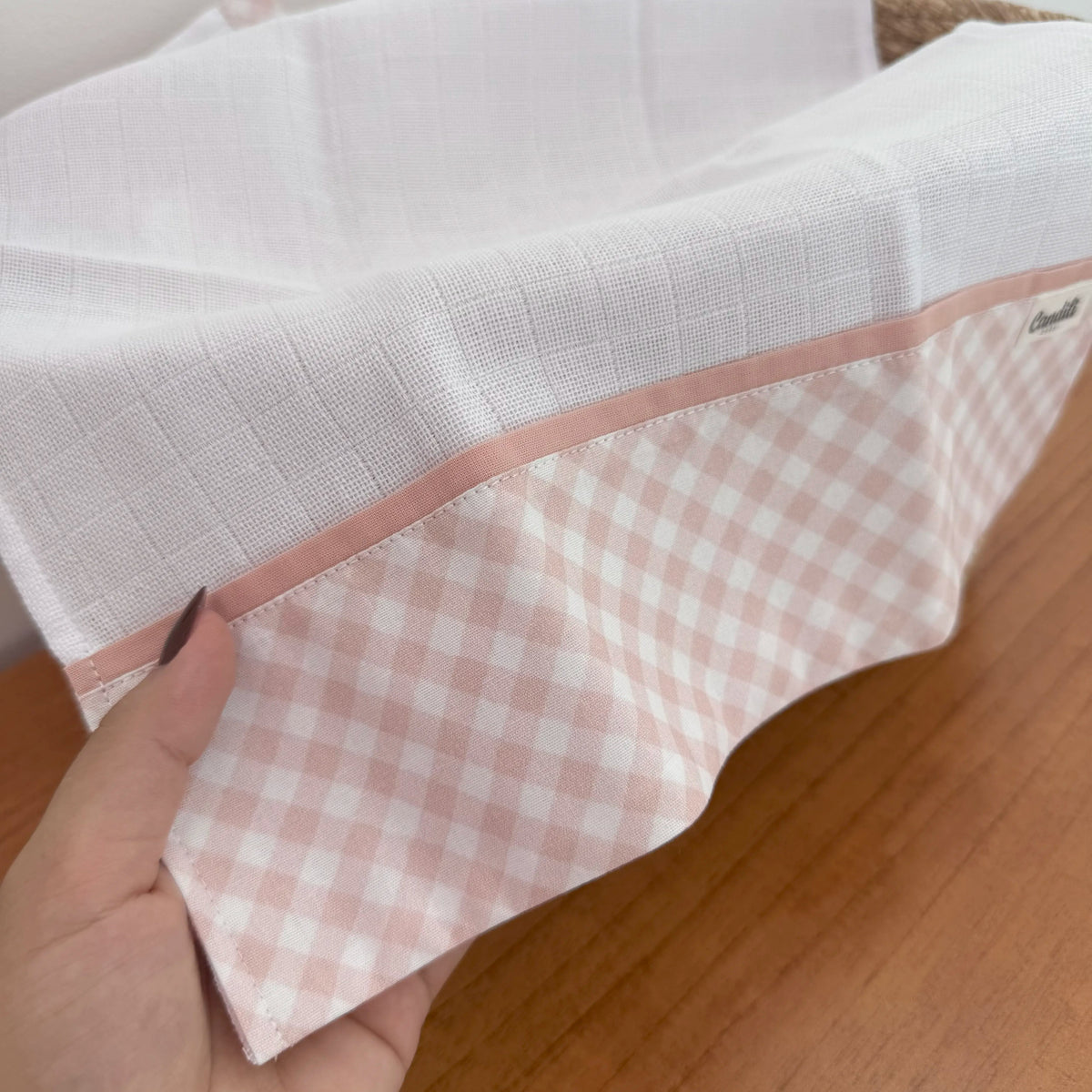 Fralda de Boca Barradinho Premium 100% Algodão - Xadrez Rosa