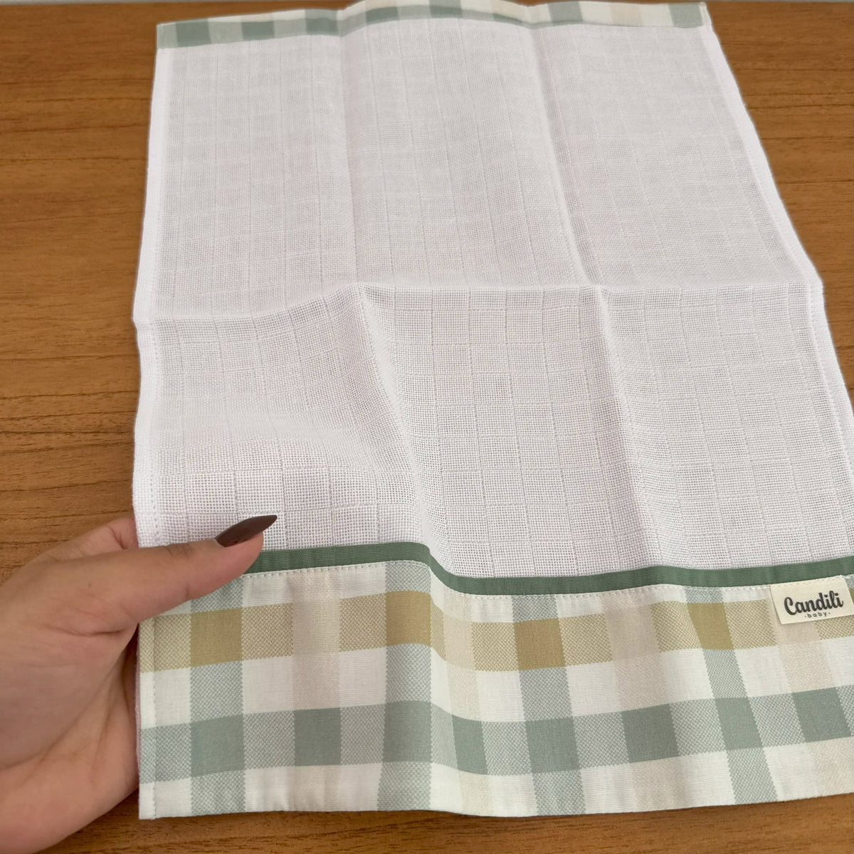 Fralda de Boca Barradinho Premium 100% Algodão - Xadrez Verde