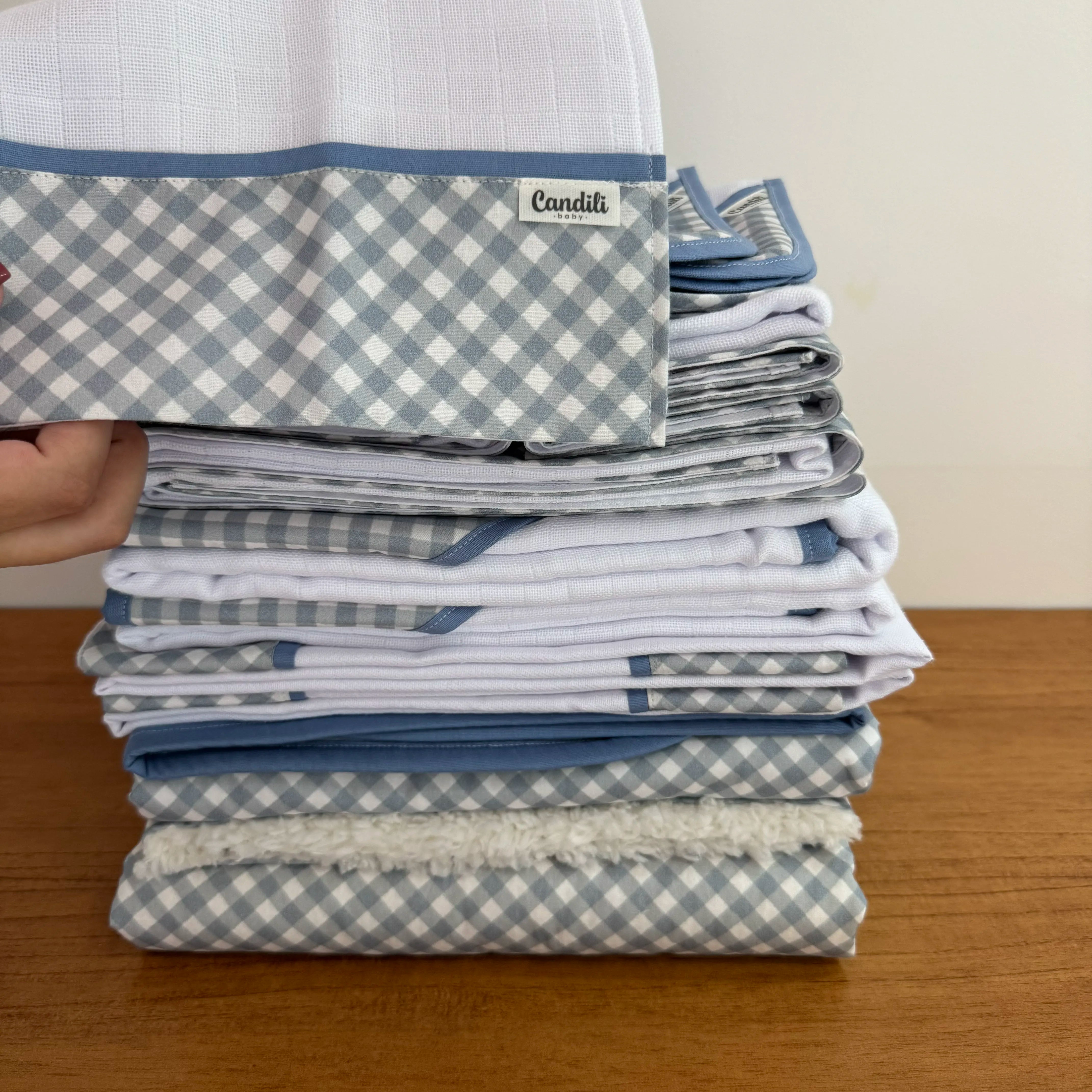 Kit Maternidade 20 peças - Xadrez Azul
