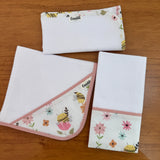 Kit Fraldas de Boca 3 Peças - Abelhas no Jardim