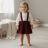 Conjunto Salopete Veludo Marsala com Blusa Off White – Nini & Bambini