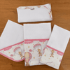 Kit Encanto 4 Peças: Fraldas de Boca e Fralda de Ombro - Balões e Paraquedas Rosa