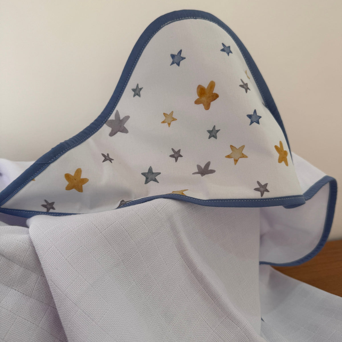 Toalha de Banho Bebê Fralda com Capuz Premium 100% Algodão - Estrelas