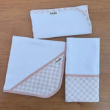Kit Fraldas de Boca 3 Peças - Xadrez Rosa