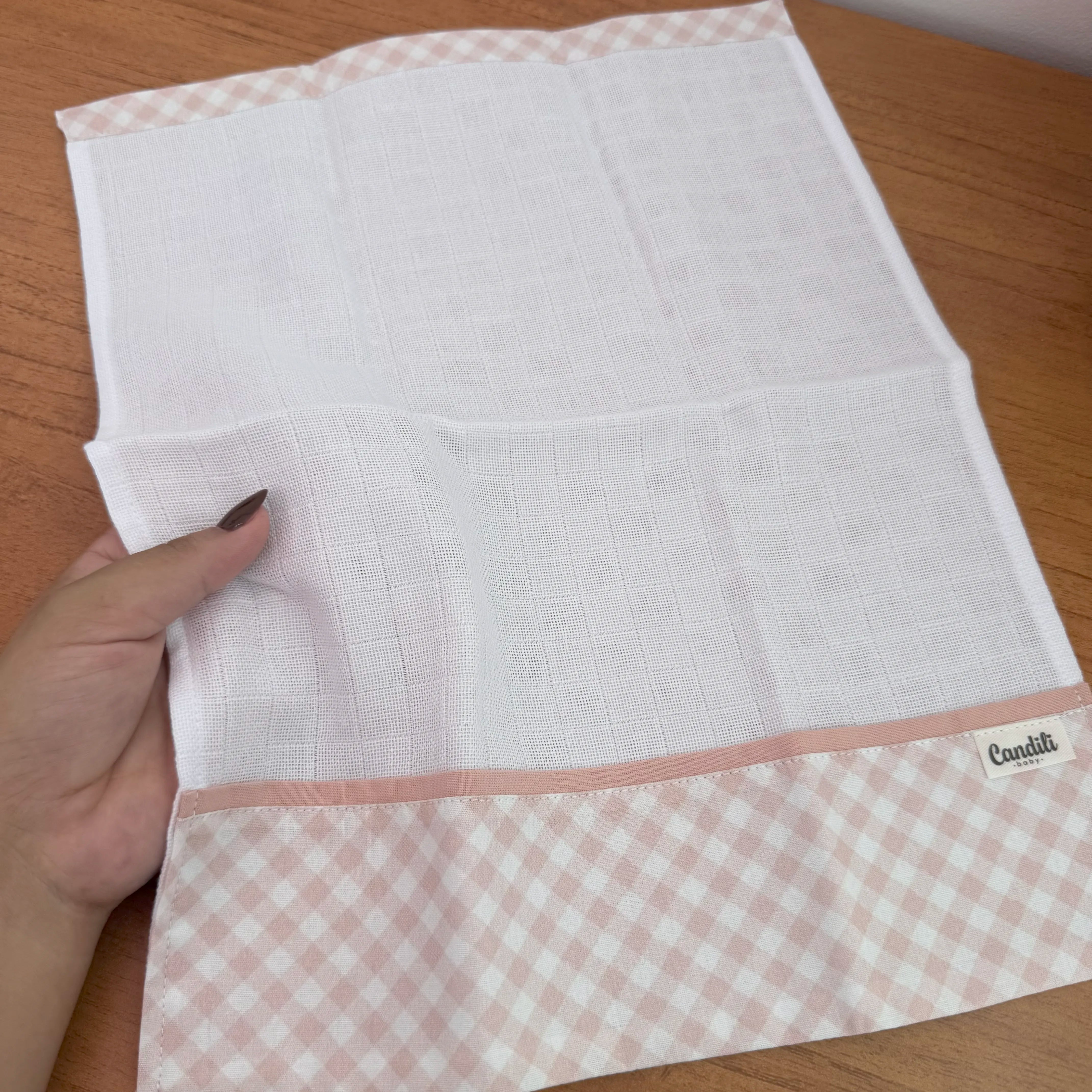 Fralda de Boca Barradinho - Xadrez Rosa