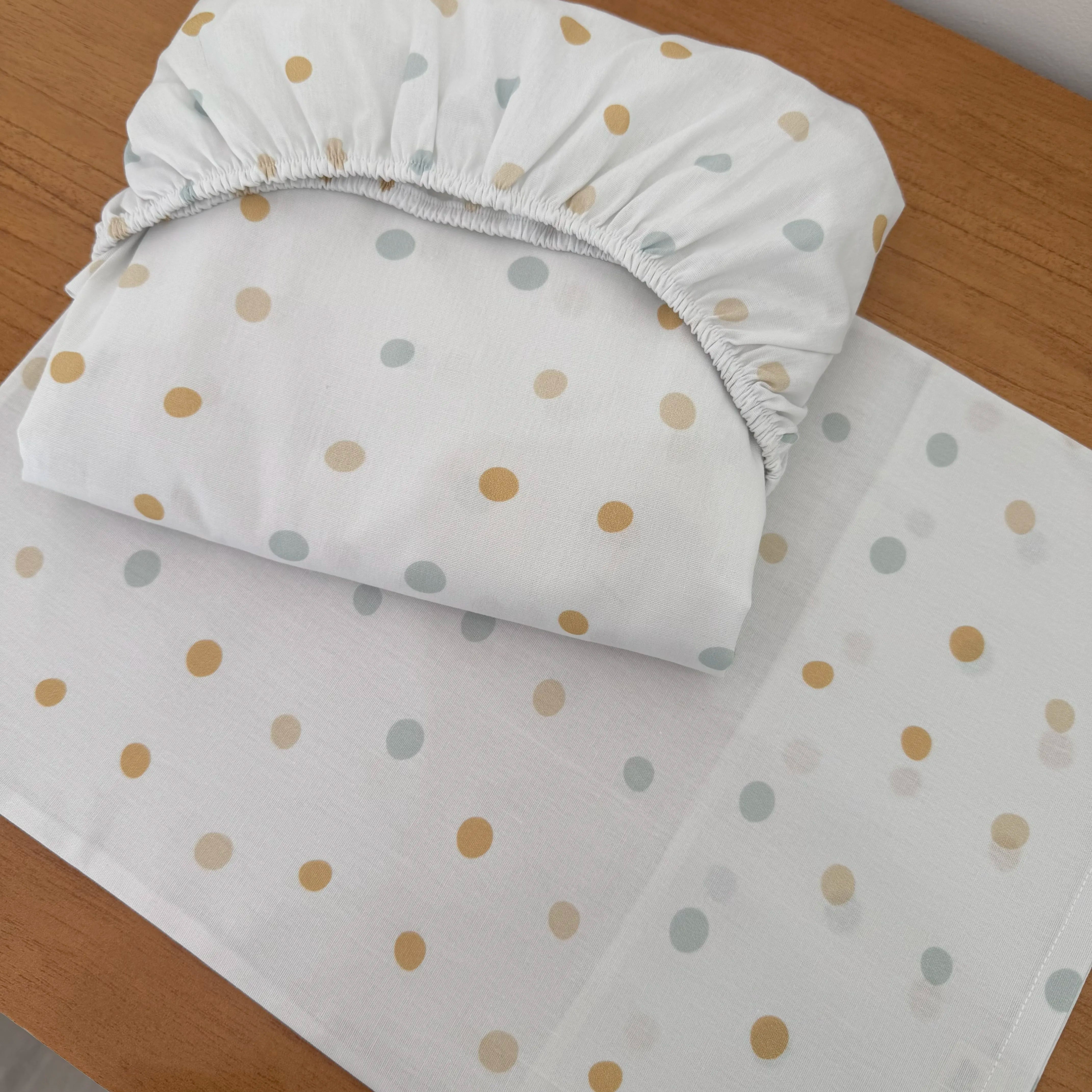 Jogo de Lençol 2 Peças - Bolinhas Neutras