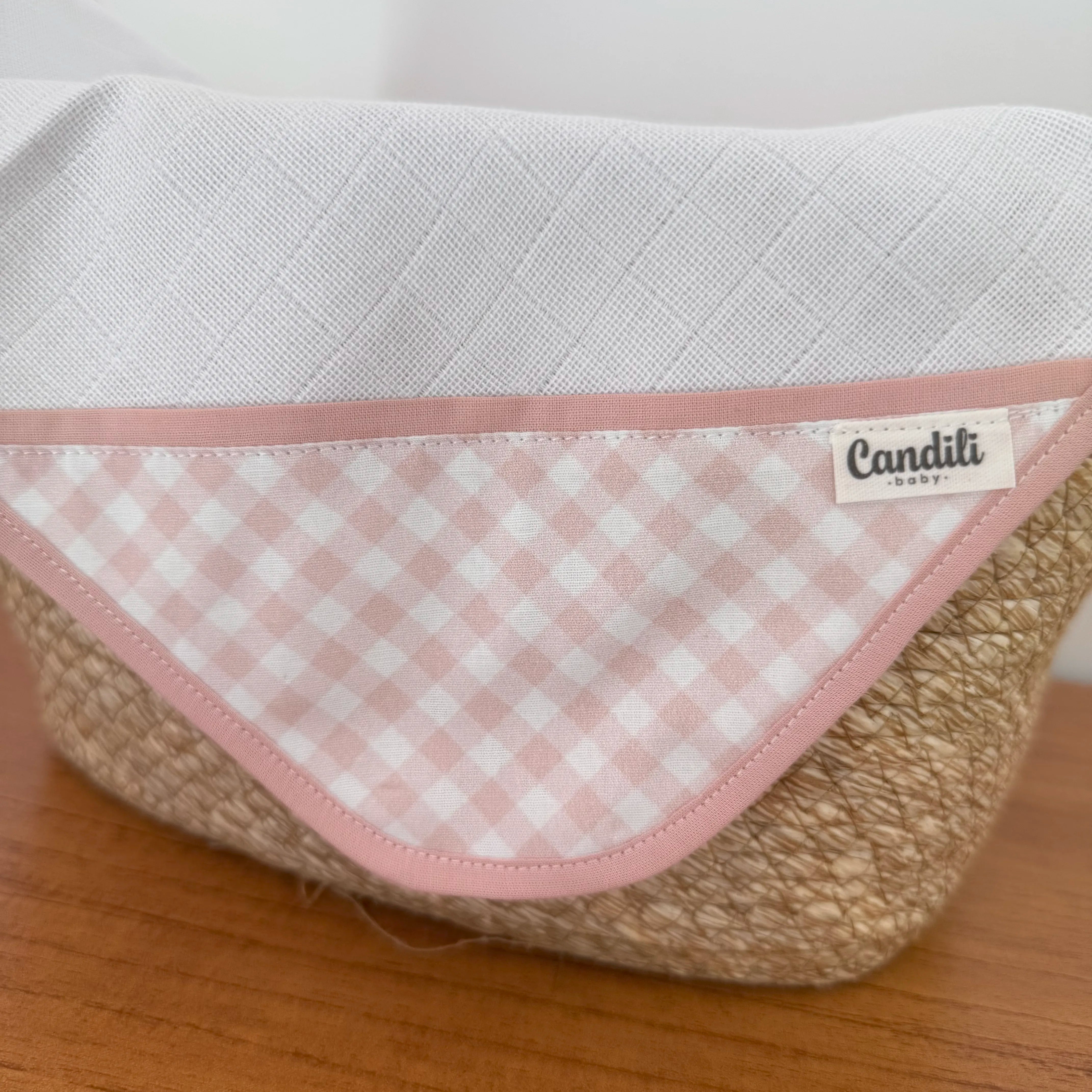 Fralda de Boca Cantinho - Xadrez Rosa