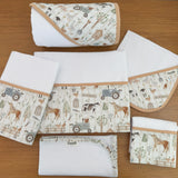 Kit Afeto 6 Peças: Fraldas de Boca, Fralda de Ombro, Fralda Multiuso e Toalha de Banho - Fazenda Feliz