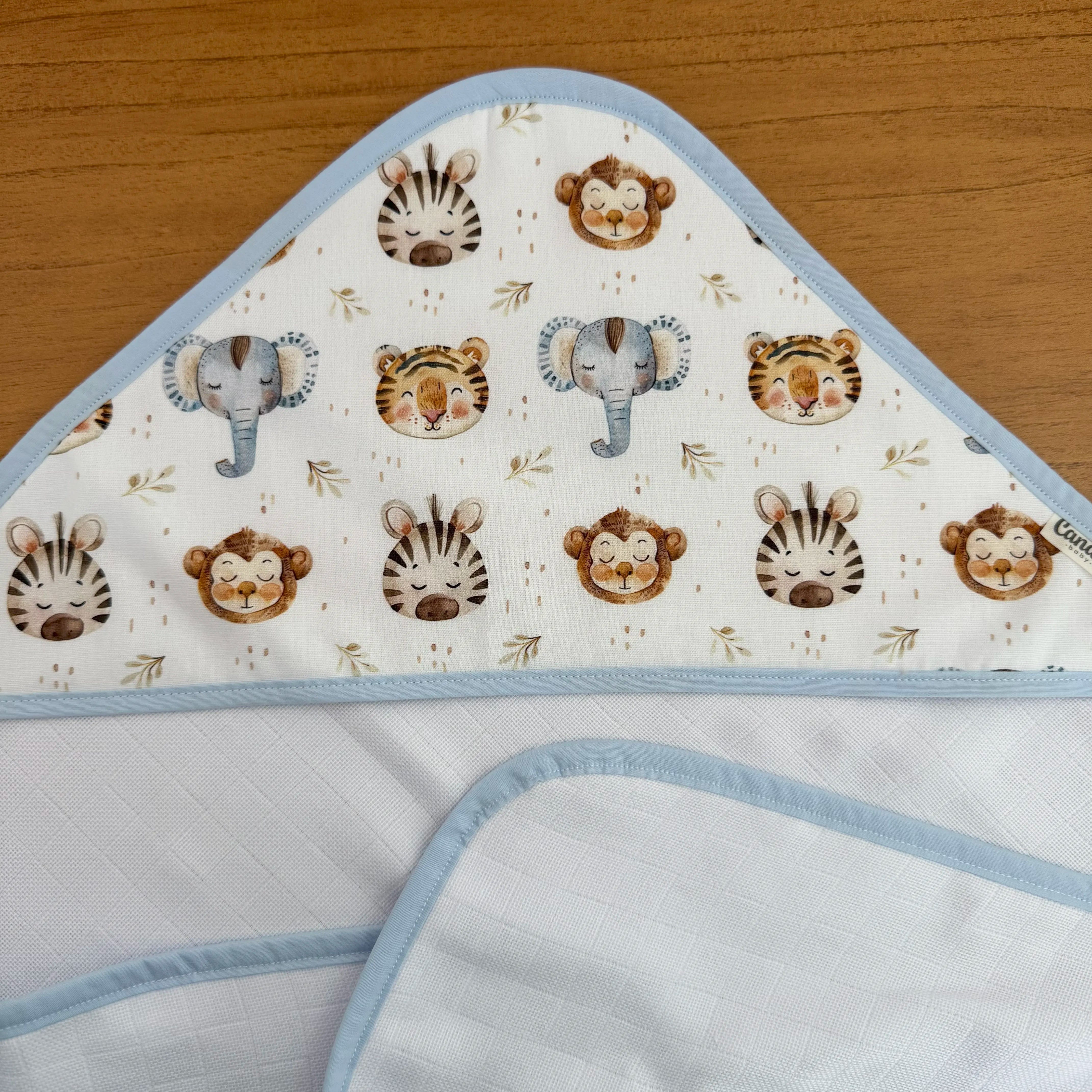 Toalha Fralda de Banho com Capuz Premium - Animais da Savana