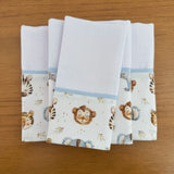 Kit Passeio 3 Peças: Fralda de Boca, Fralda de Ombro e Fralda Multiuso - Animais da Savana