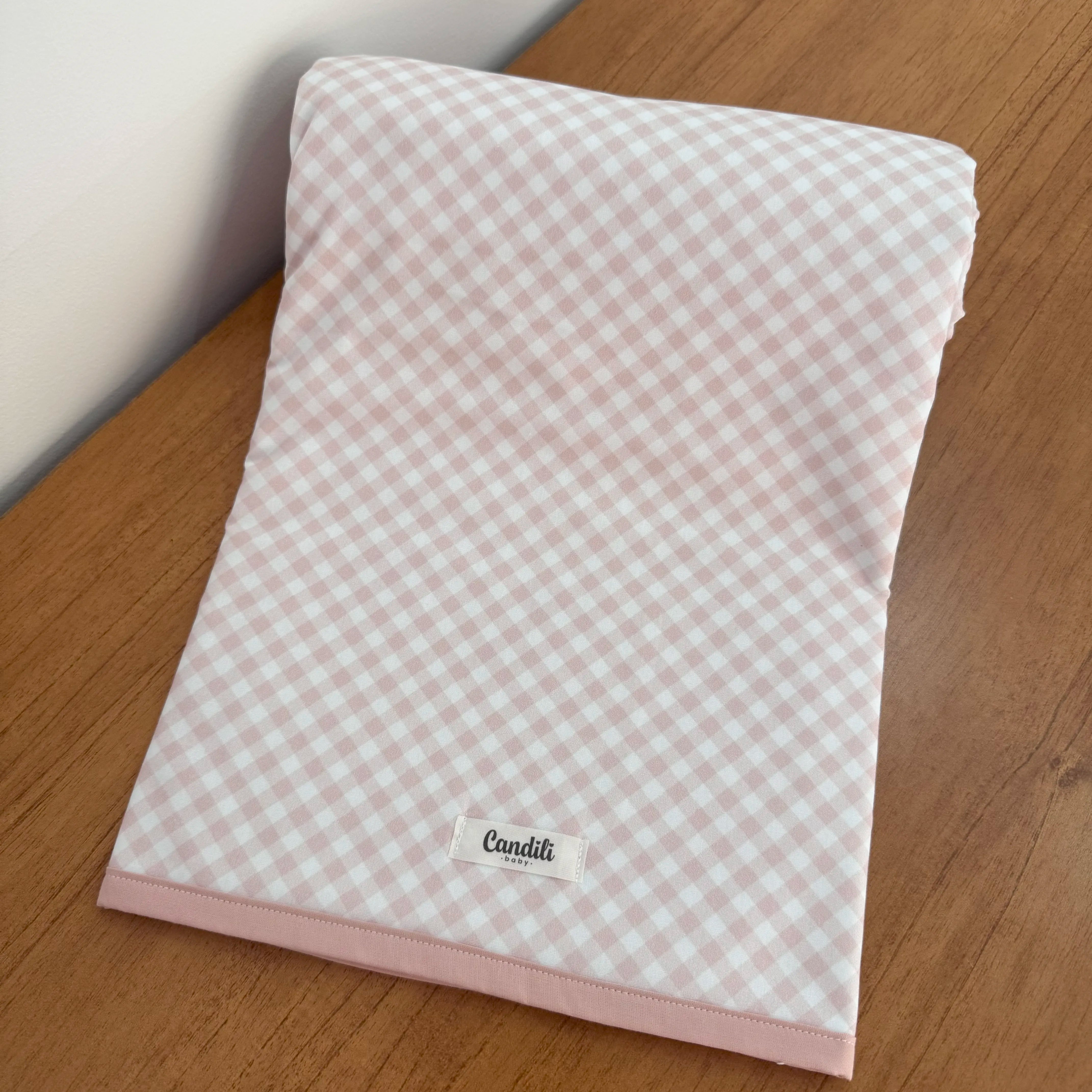 Manta Dupla Face - Xadrez Rosa