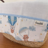 Fralda de Boca Barradinho - Balões e Paraquedas Azul