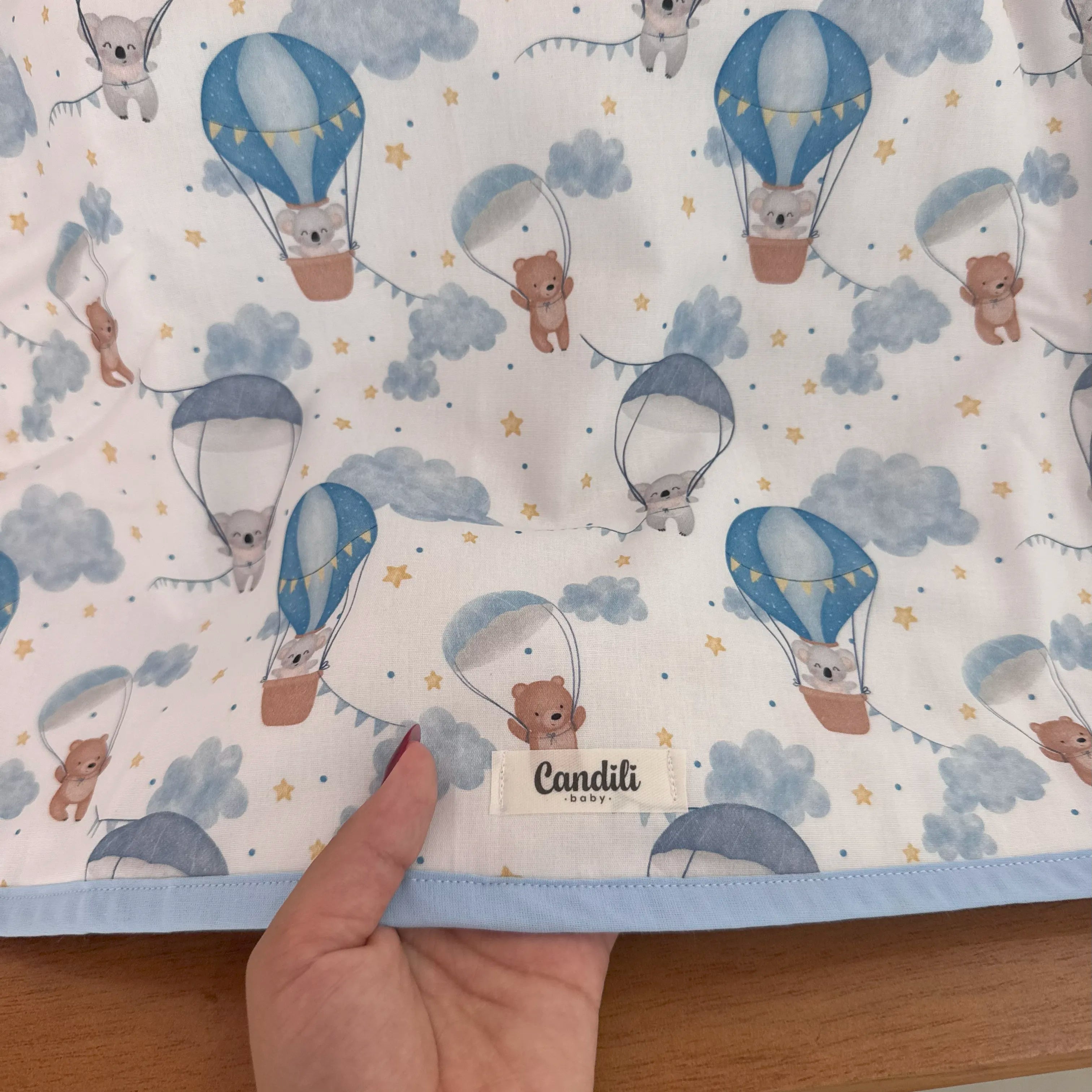 Manta Dupla Face - Balões e Paraquedas Azul