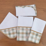 Kit Encanto 4 Peças: Fraldas de Boca e Fralda de Ombro - Xadrez e Cores