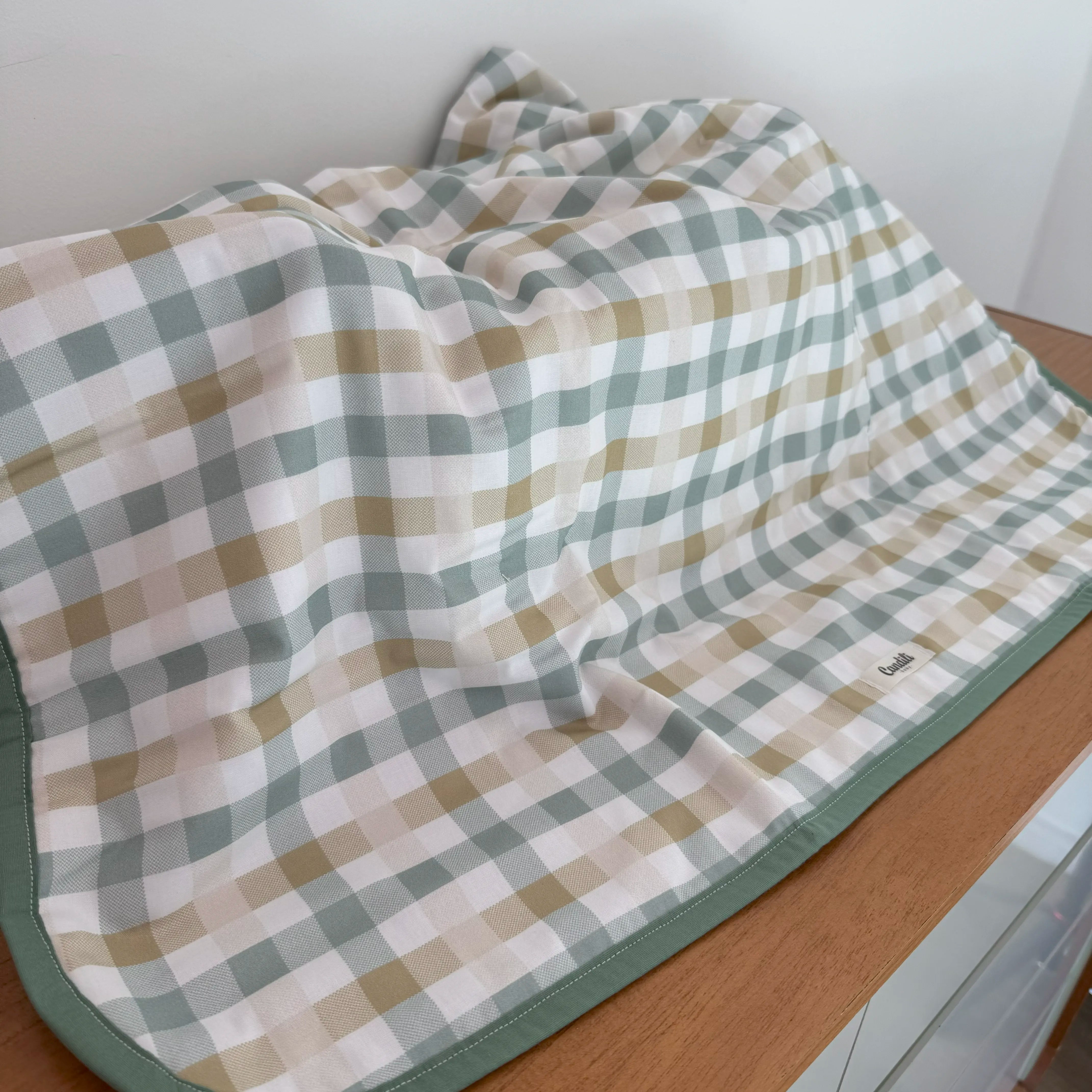 Manta Dupla Face - Xadrez Verde