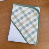 Kit Afeto 6 Peças: Fraldas de Boca, Fralda de Ombro, Fralda Multiuso e Toalha de Banho - Xadrez Verde