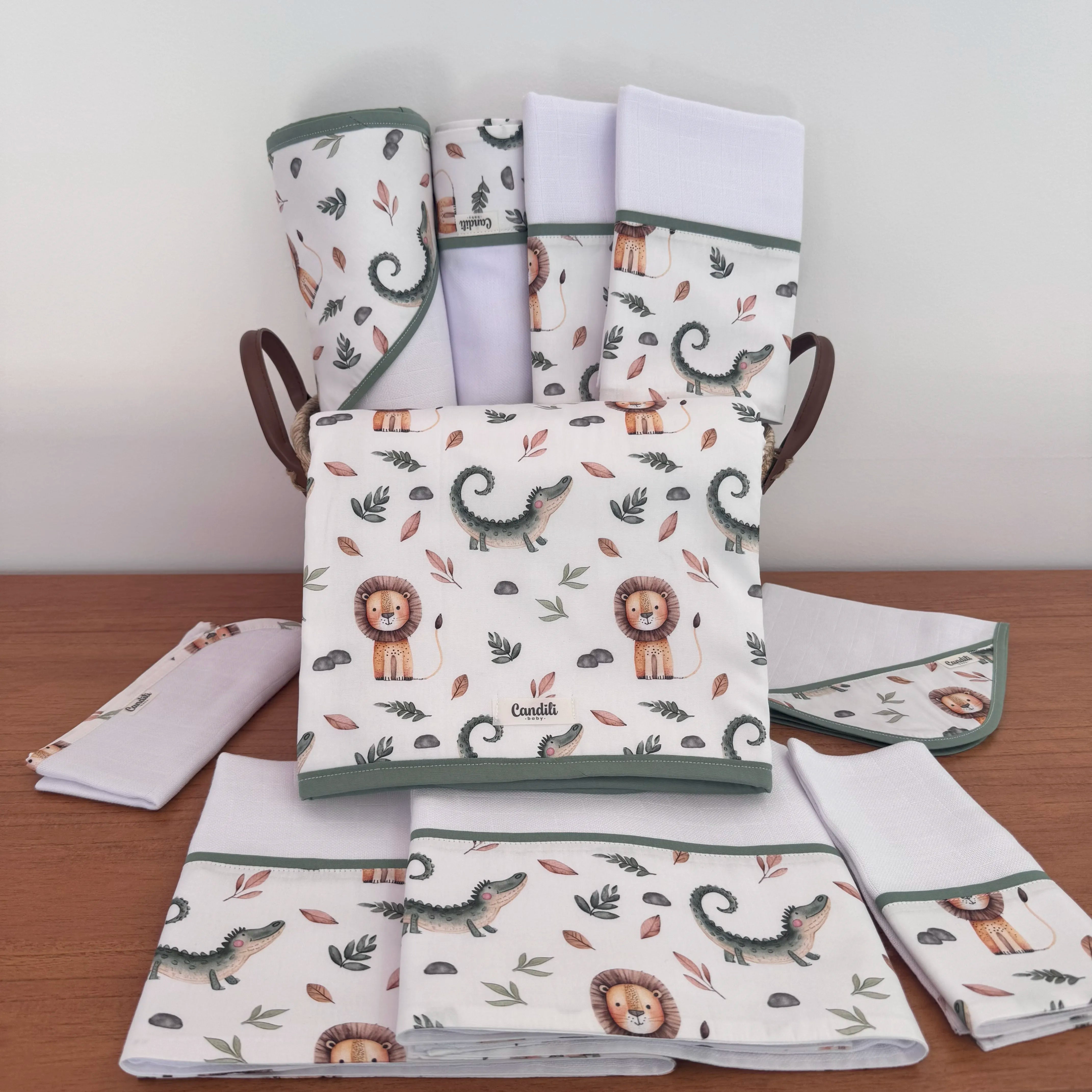 Kit Ternura 10 peças - Leão e Jacaré