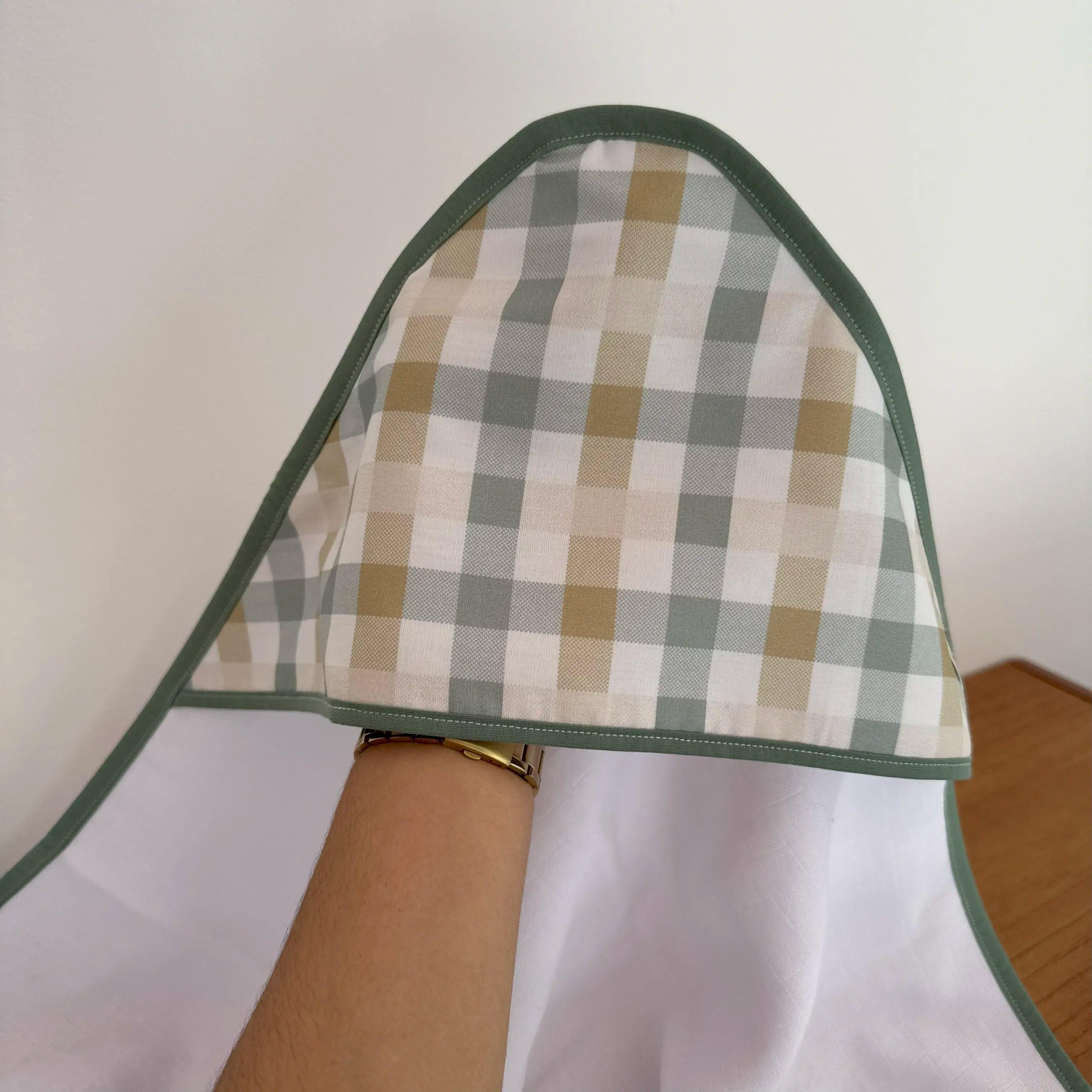 Toalha Fralda de Banho com Capuz Premium - Xadrez Verde