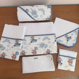 Kit Afeto 6 Peças: Fraldas de Boca, Fralda de Ombro, Fralda Multiuso e Toalha de Banho - Ursinho Aviador