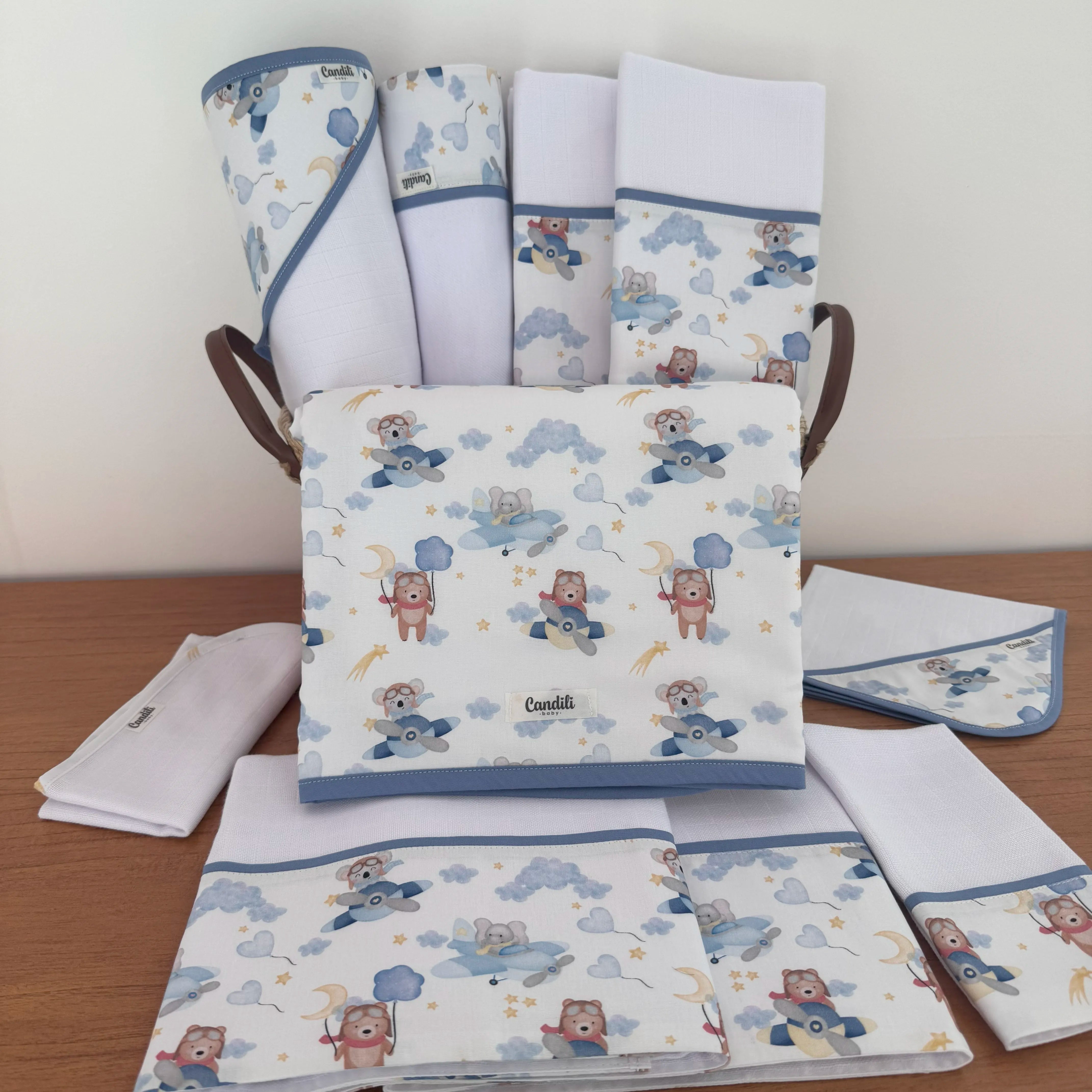 Kit Ternura 10 peças - Ursinho Aviador