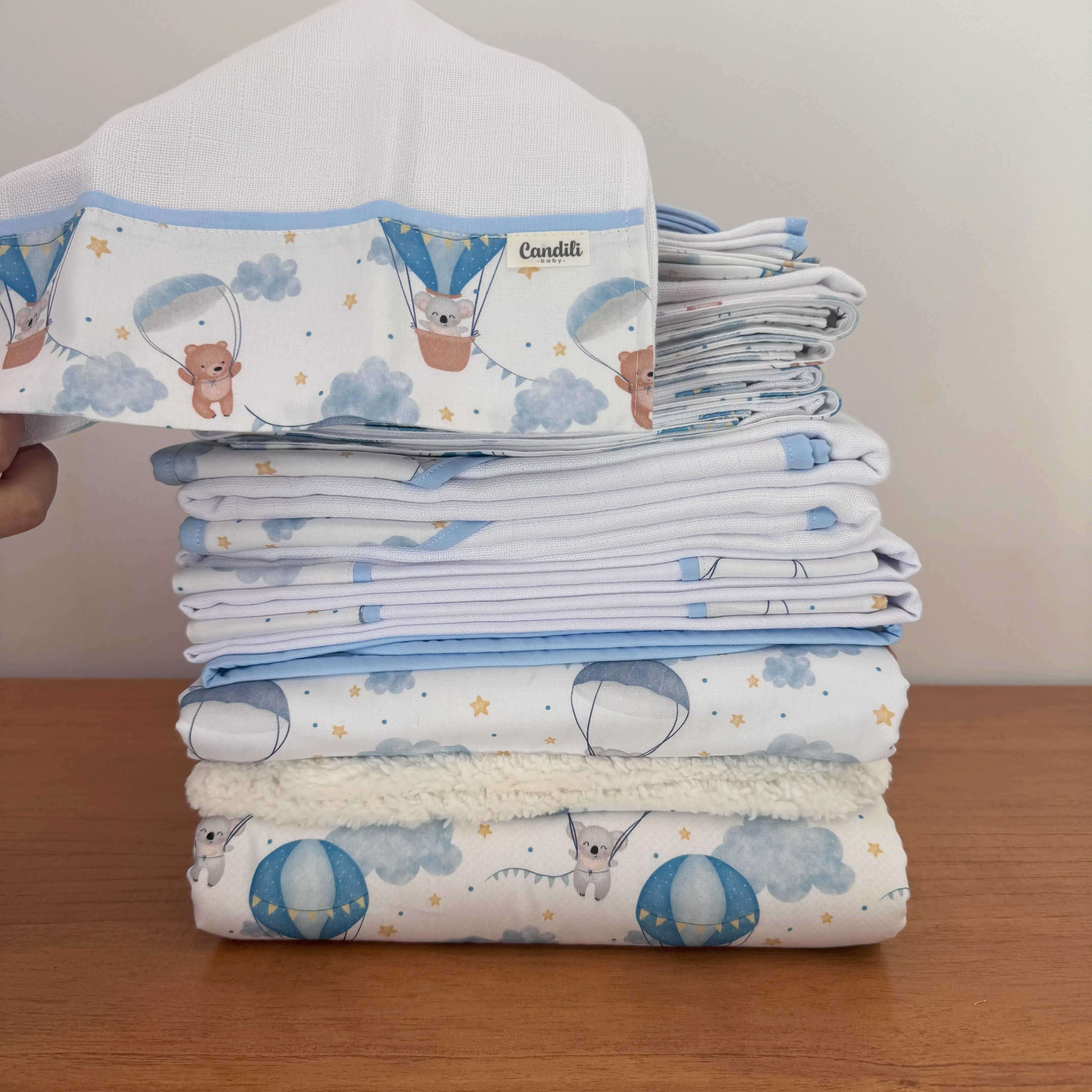 Kit Maternidade 20 peças - Balões e Paraquedas Azul