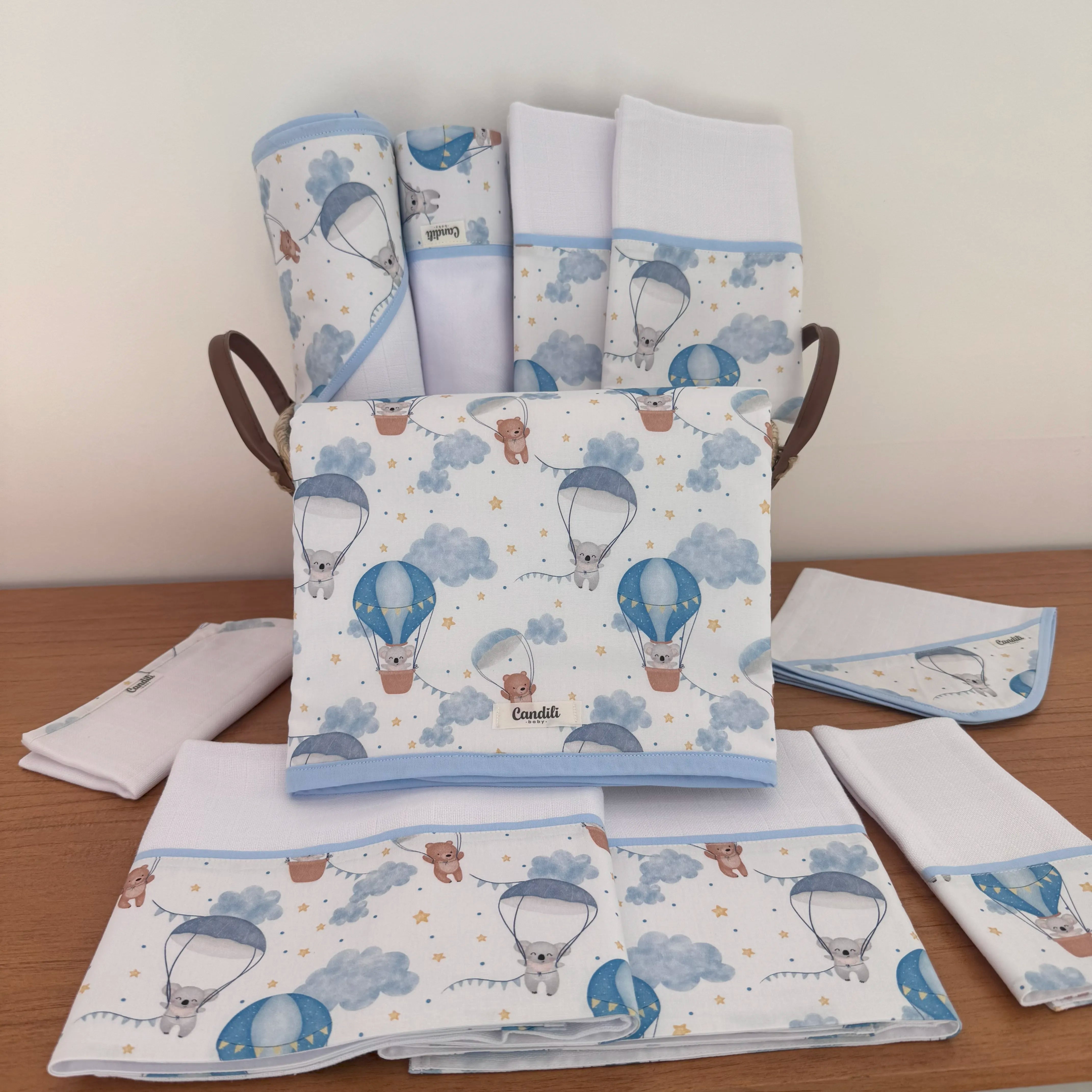 Kit Ternura 10 peças - Balões e Paraquedas Azul