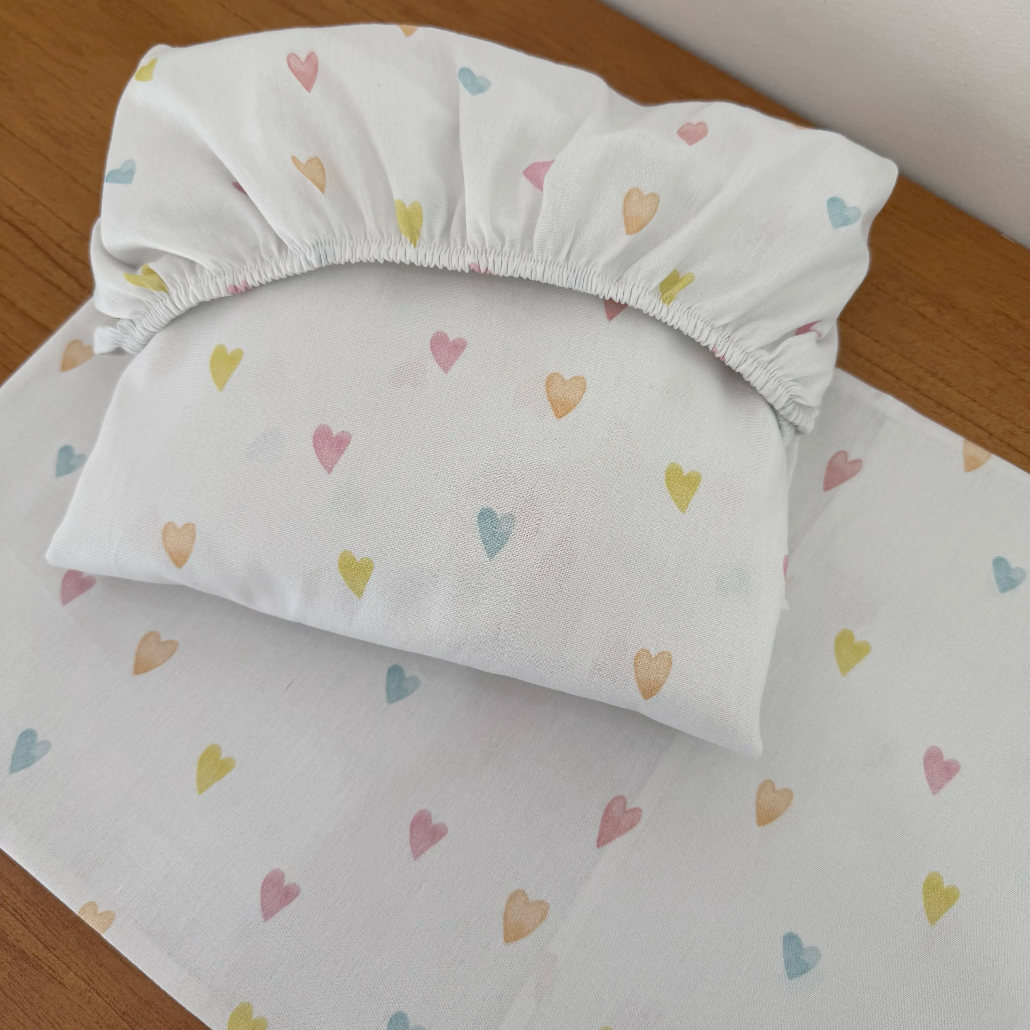 Jogo de Lençol 2 Peças - Corações Coloridos