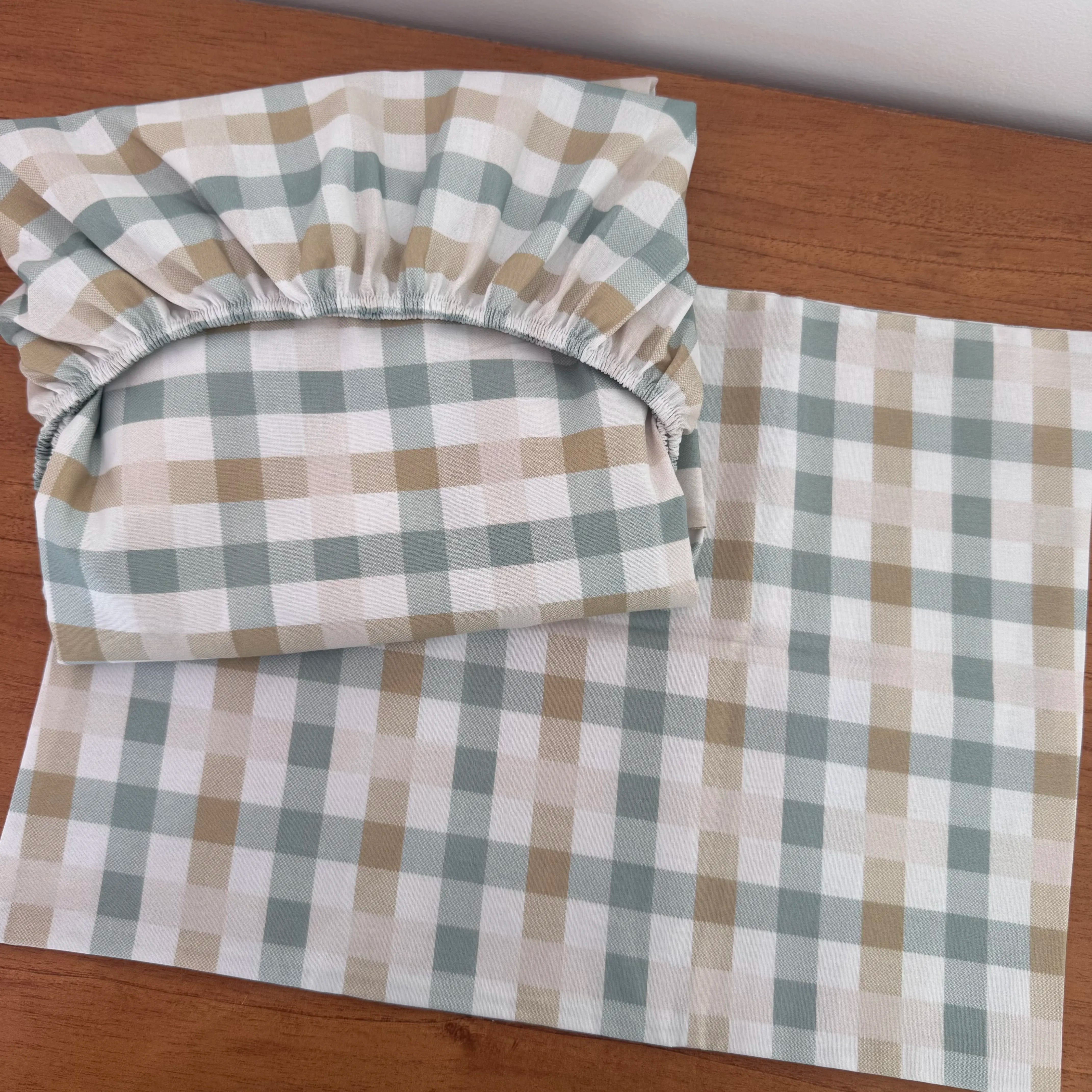 Jogo de Lençol 2 Peças - Xadrez Verde