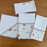 Kit Encanto 4 Peças: Fraldas de Boca e Fralda de Ombro - Safari Baby