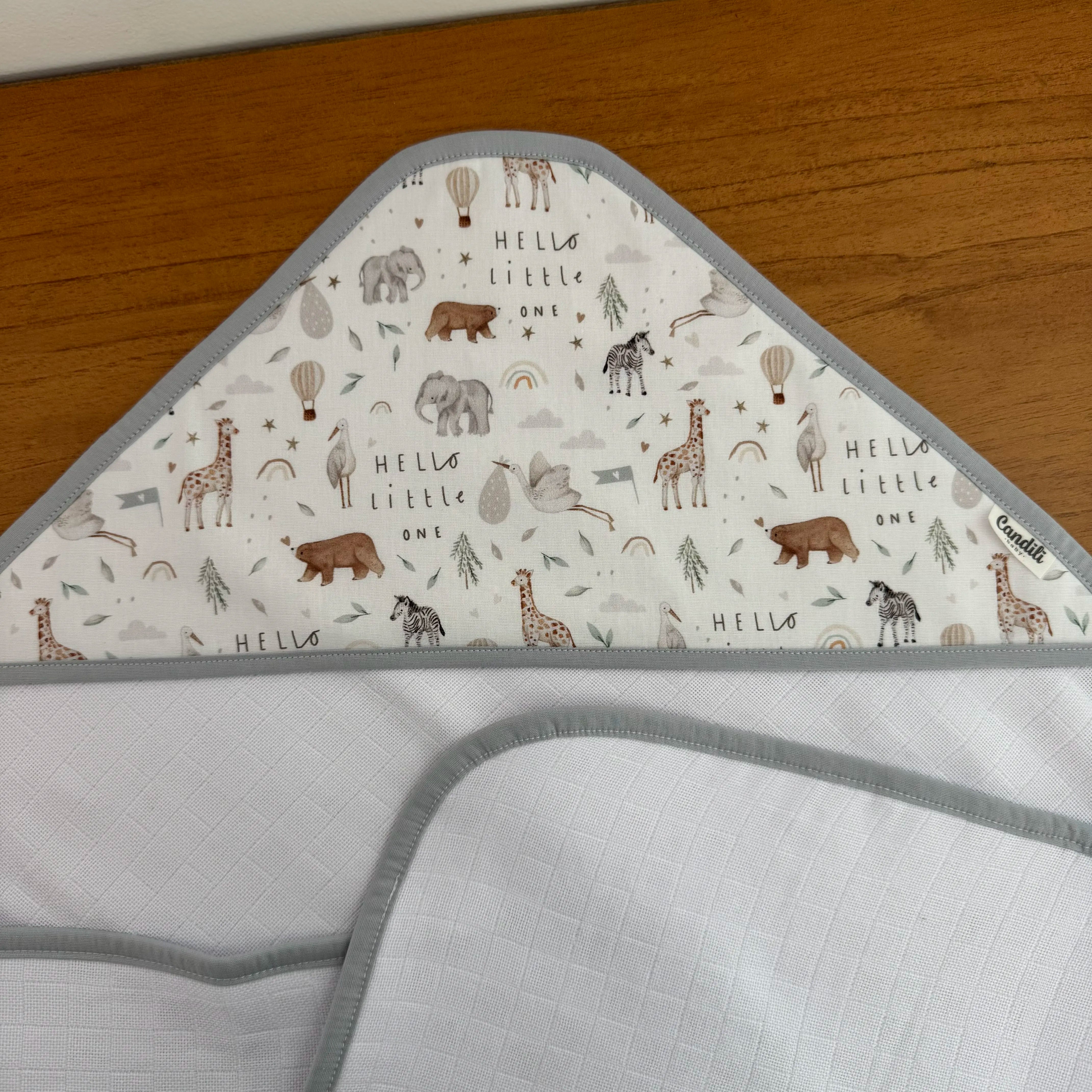 Toalha Fralda de Banho com Capuz Premium - Safari Baby