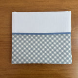 Kit Passeio 3 Peças: Fralda de Boca, Fralda de Ombro e Fralda Multiuso - Xadrez Azul