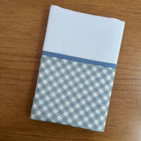 Kit Passeio 3 Peças: Fralda de Boca, Fralda de Ombro e Fralda Multiuso - Xadrez Azul