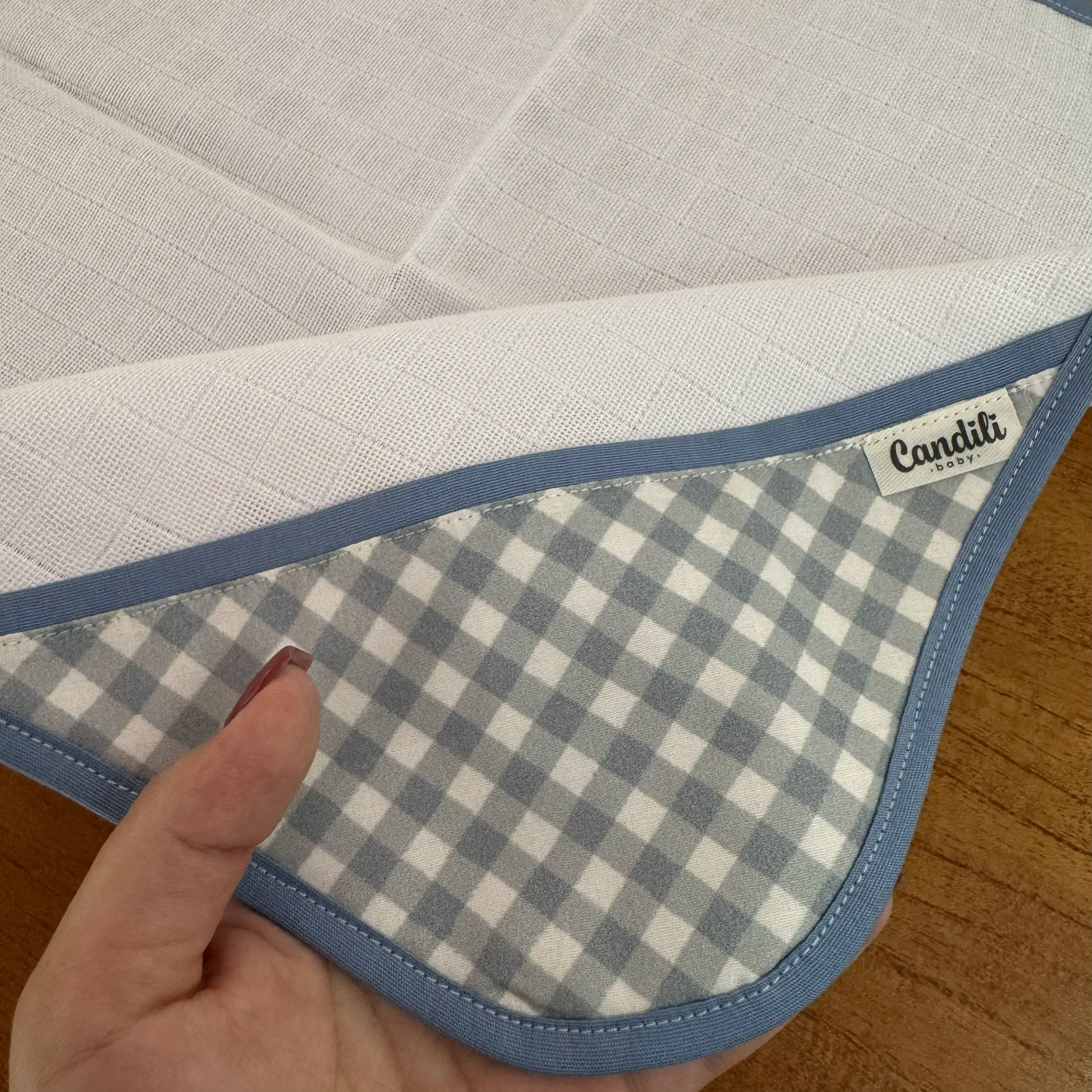 Fralda de Boca Cantinho - Xadrez Azul